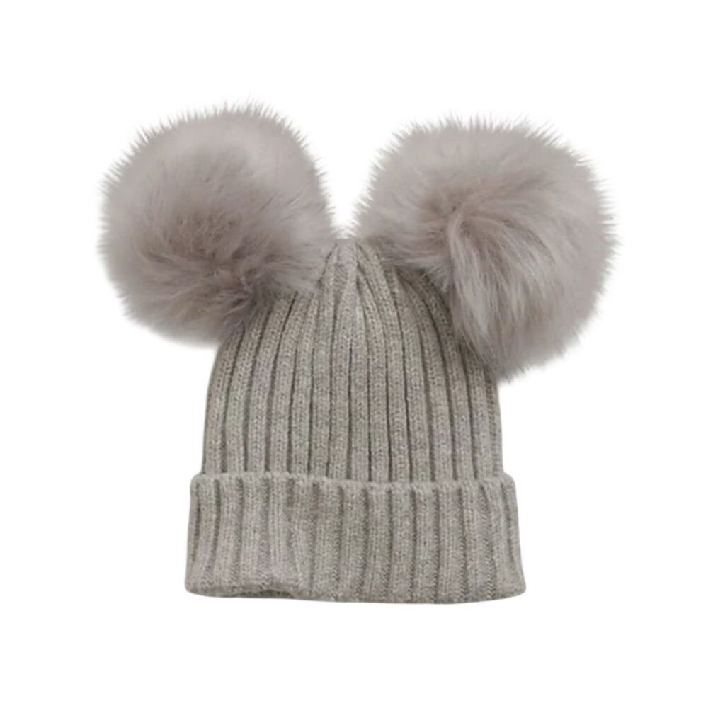 Gap kids gray pom pom beanie